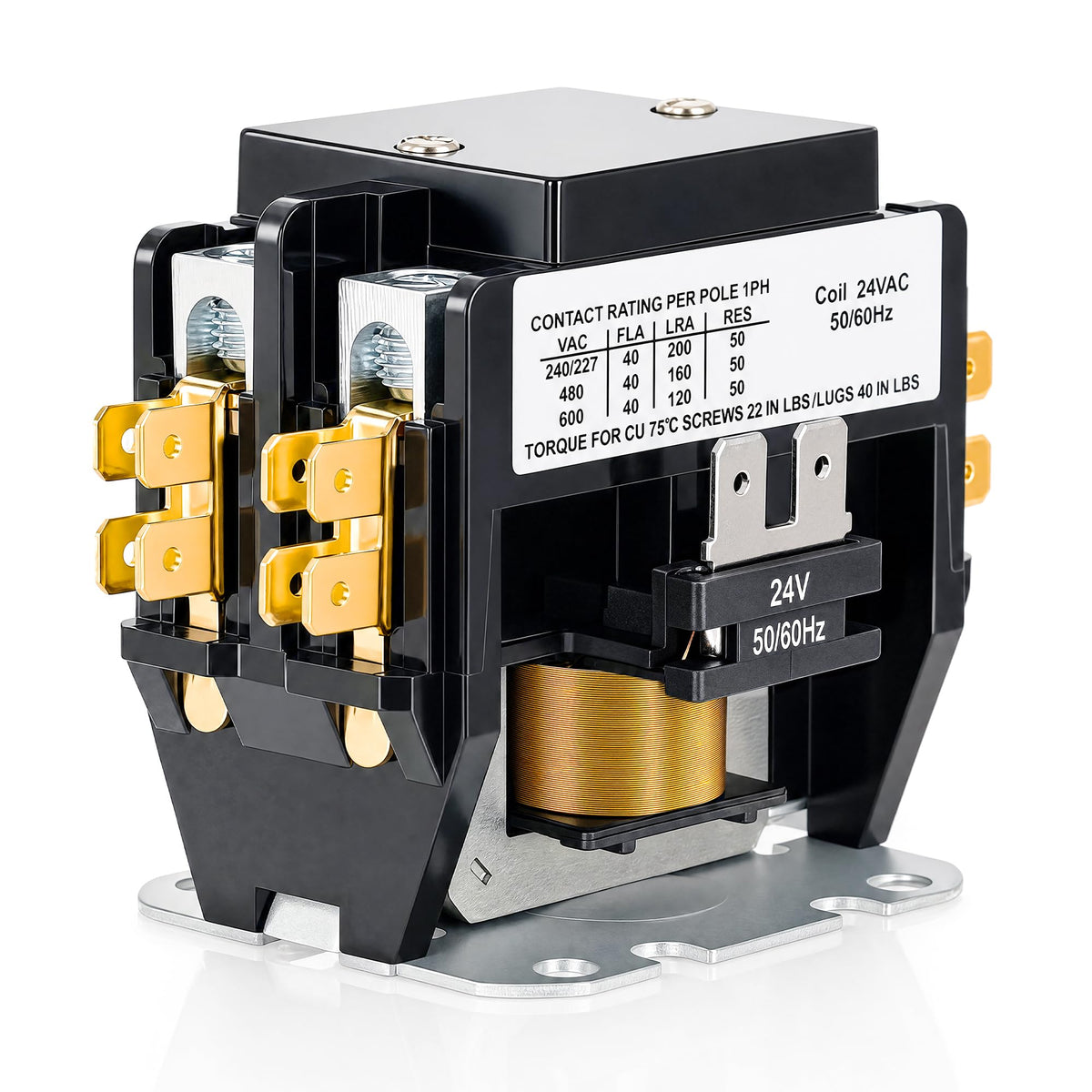24V Bobina 40A 2 Polos Contacto del Compresor de Aire Acondicionado de Repuesto