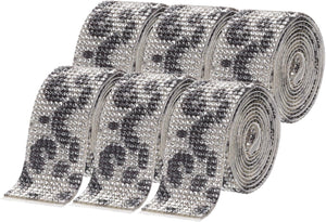 6 Rolls Self-Adhesive Rhinestone Ribbon Crystal Diamond Bling Strips with 2 mm Rhinestone for DIY Arts Crafting Wedding Party Car Phone Decoration, Cow Pattern