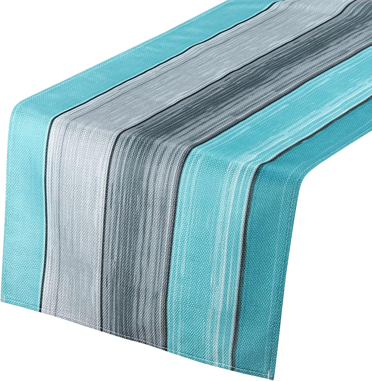 Table Runner 72" x 13", Retro Cotton Linen Table Runner, Light Brown & Grey