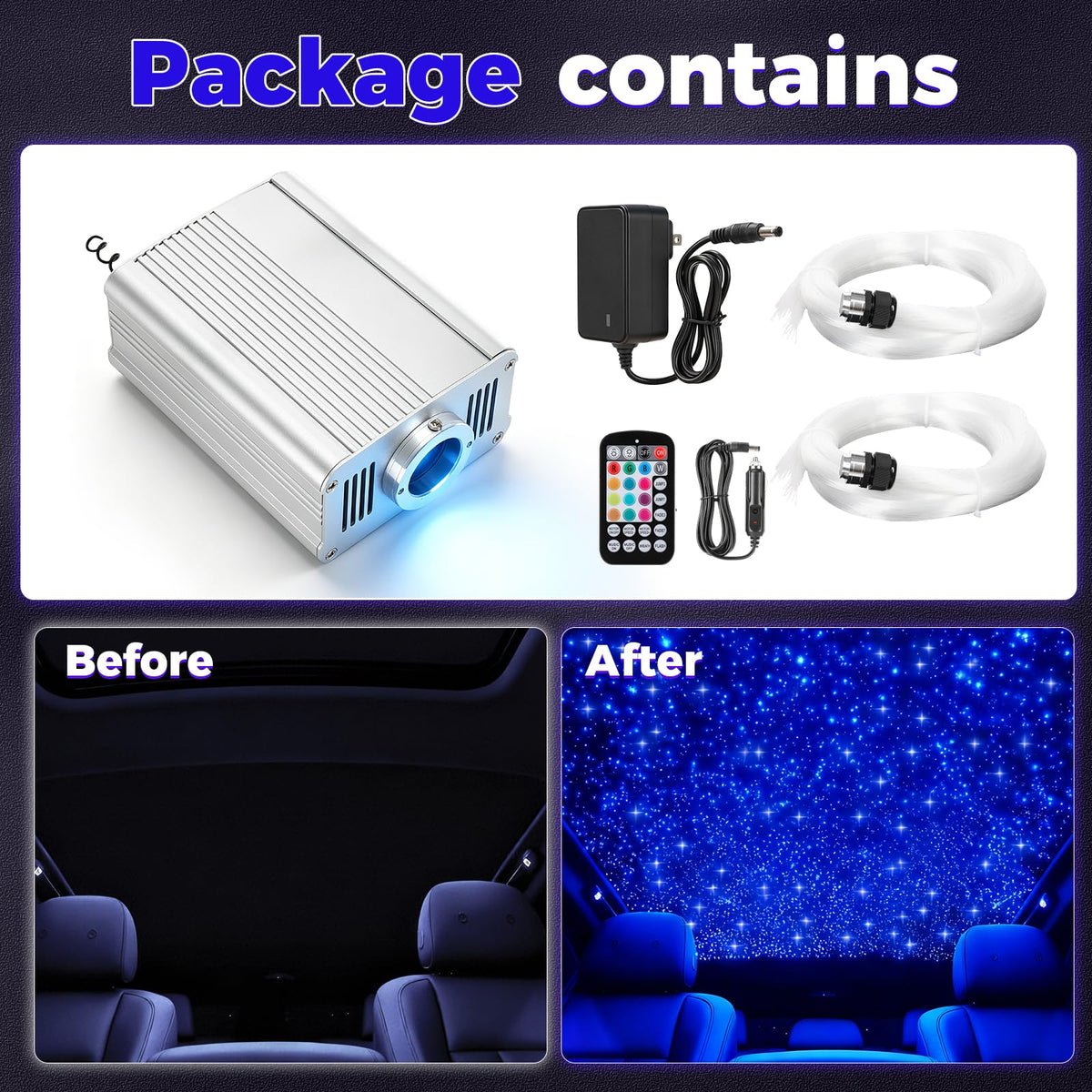LinkMejor 1000 Sternenlicht Dachhimmel Lichter Set Faseroptik Sternenhimmel Lichter Set