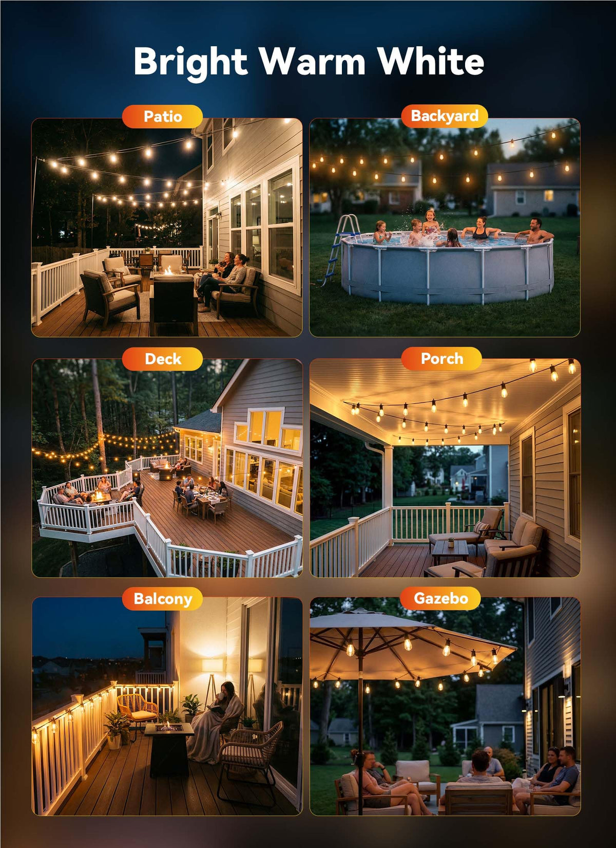 LinkMejor 101FT Buiten String LED Terrasverlichting Waterdicht Breekbestendig