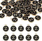 LinkMejor 52pcs Letter Charm, Enamel Letter Pendants, Alphabet Z Pendants Double Sided Beads Charm for DIY Bracelet Necklace Pendants Earring Jewelry, Black