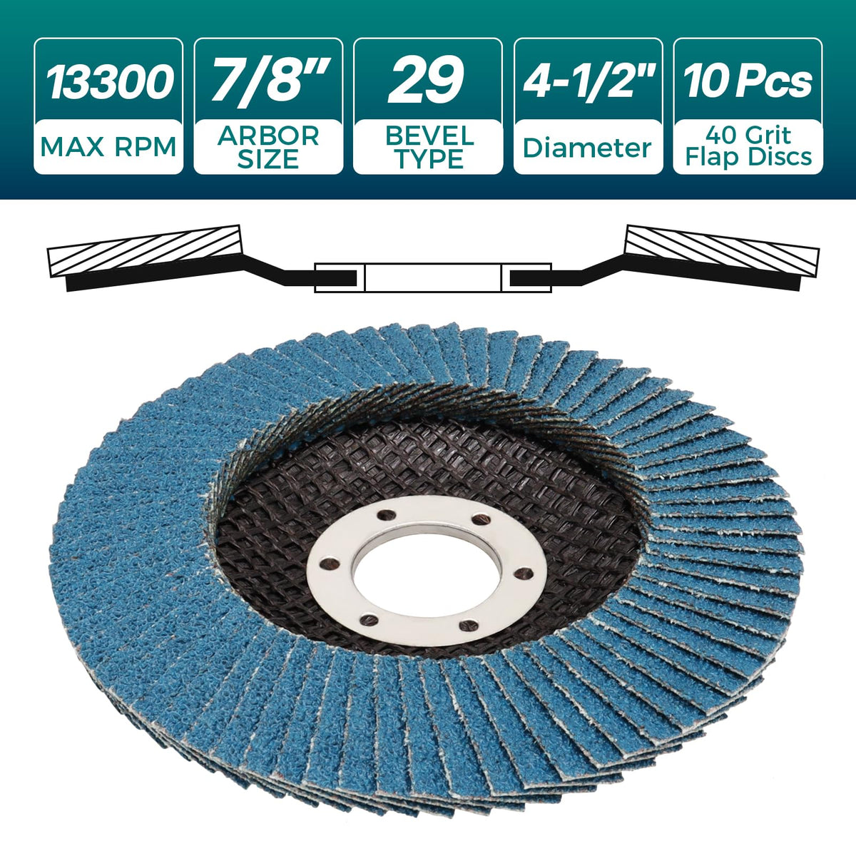 LinkMejor 10 Pack Flap Discs 4-1/2" for Angle Grinder 60 Grit