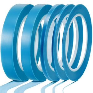 LinkMejor 5 Rul Roll Kertas Vinyl Garis Halus, 1/16, 1/8, 1/4, 1/2, 3/4 inci, Biru