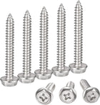 Phillips Hex Washer Self Tapping Screws, M6 x 45mm 304 Stainless Steel Hex Flange Sheet Metal Screw 10pcs