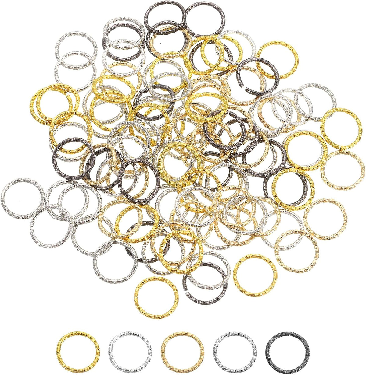 100Pcs Open Jump Rings, 12mm Twisted O-Ring Connectors for DIY Crafts Bracelet Necklaces Jewelry Making, Multi Color