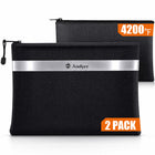 LinkMejor Fireproof Money Bag for Cash, 2 Pack Fire Proof Bag for Documents