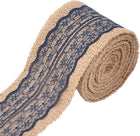 LinkMejor Lace Edge Wedding Party Decoration Craft Burlap Ribbon Strap Roll 3.3 Yards Navy Blue