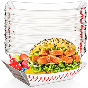 LinkMejor 50 Pack 2Lb Papier-Food-Boote Trays, Baseball Geburtstagsdekorationen Baseball Party Geschenke, Einweg-Papier-Food-Servierplatte Boot Platte für Snack Popcorn Bäckerei Dessert Sandwich Tacos Pommes Frites Nachos