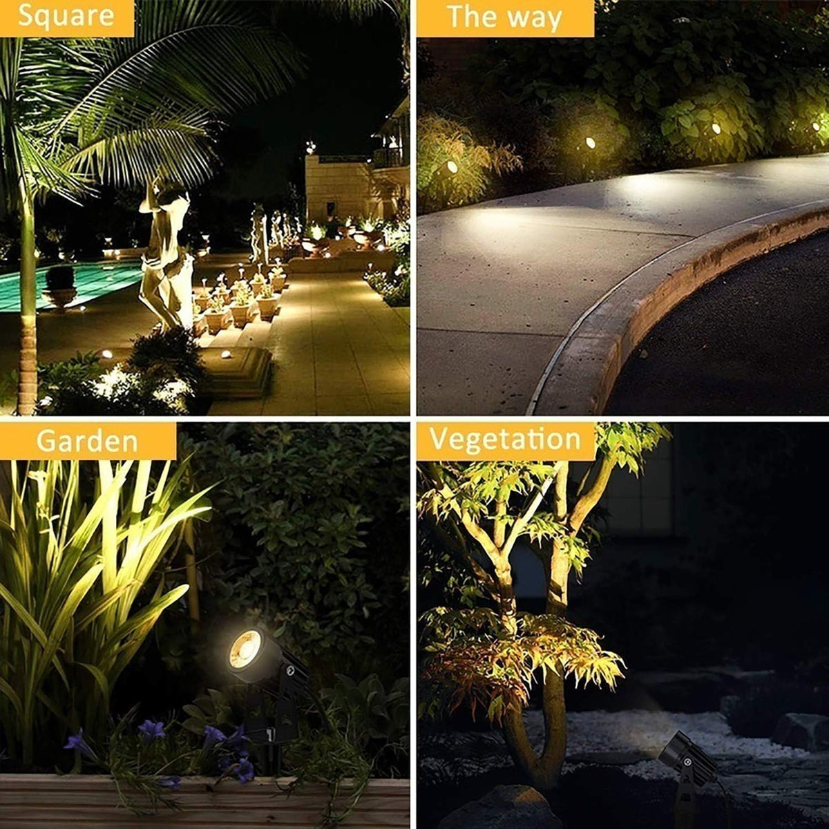 LinkMejor 4 Pack Landscape Lighting Low Voltage IP65 Waterproof 12V Plug in