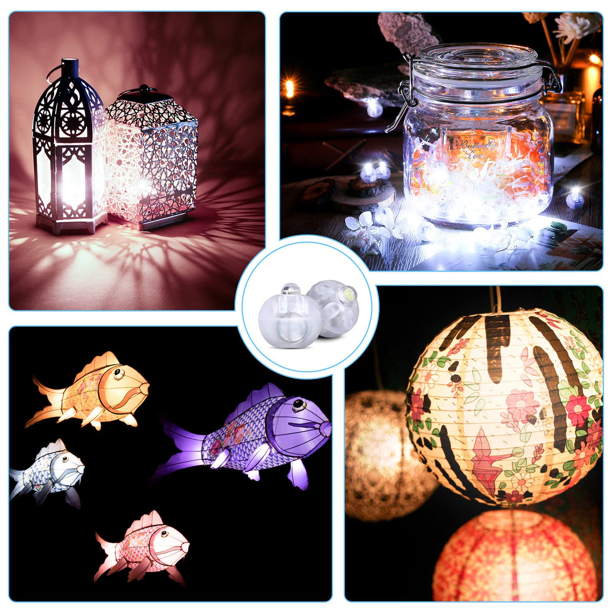 LinkMejor 30pcs Lampion LED Kecil Lilit LED Bola, Putih