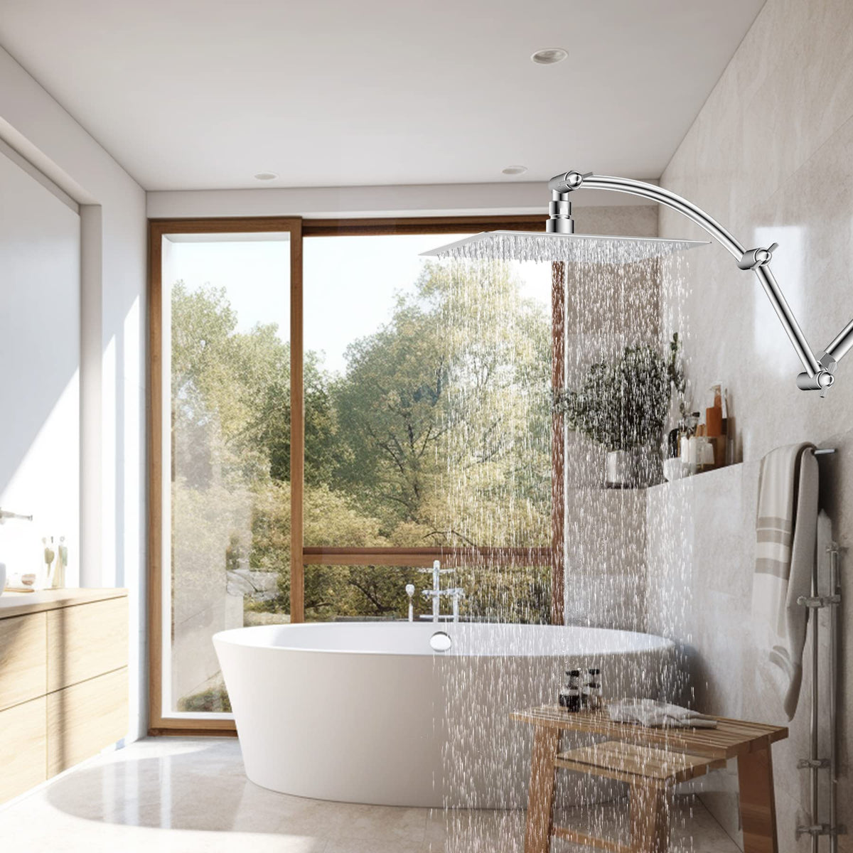 LinkMejor bras d'extension de tête de douche en métal 16'', chromé