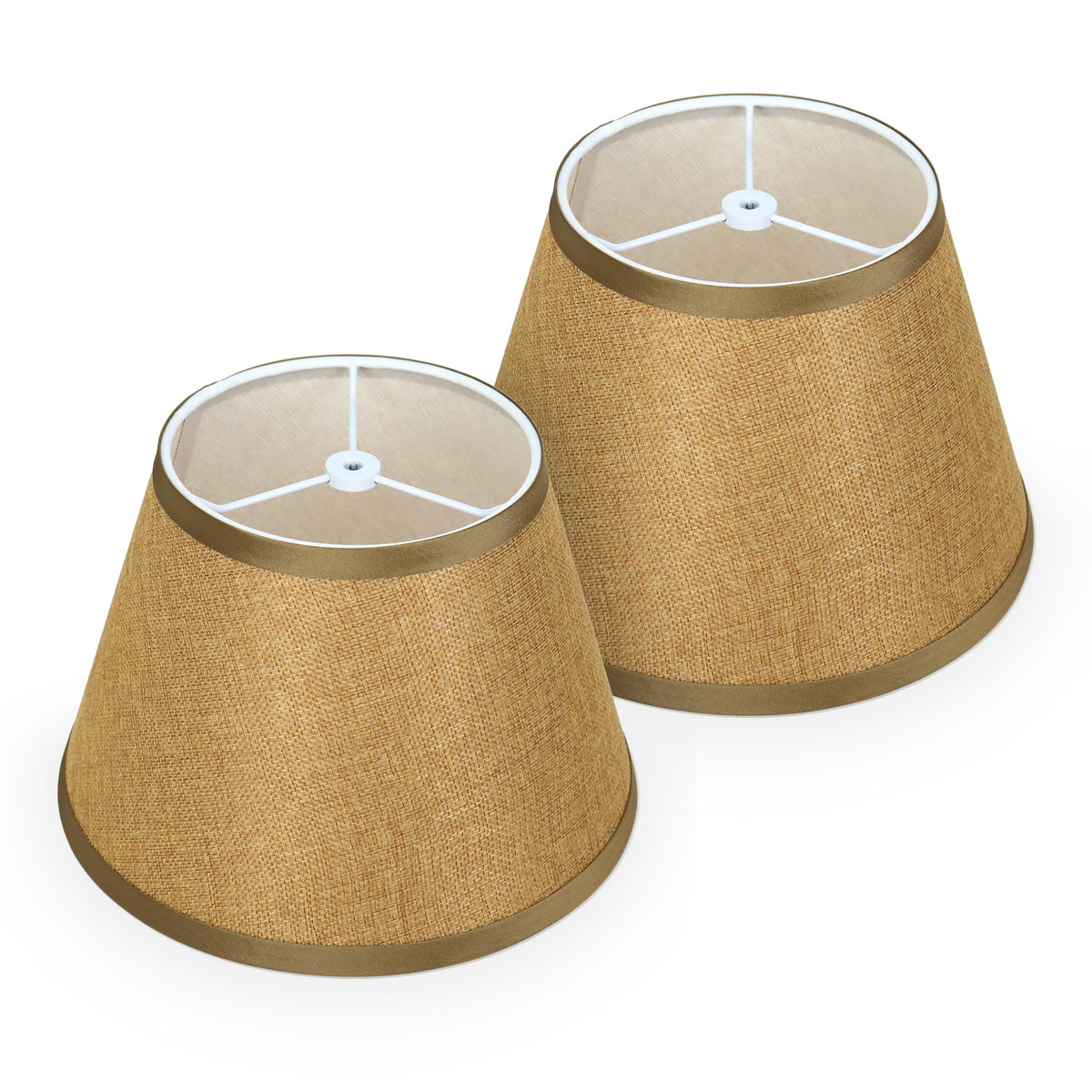 Coperte da lampada Brown Empire Set da 2, 5.9" × 9.8" × 6.7" Tela di lino naturale per lampade da tavolo piccole, Coperte da lampada sostitutive Spider Fitter, Senza assemblaggio richiesto
