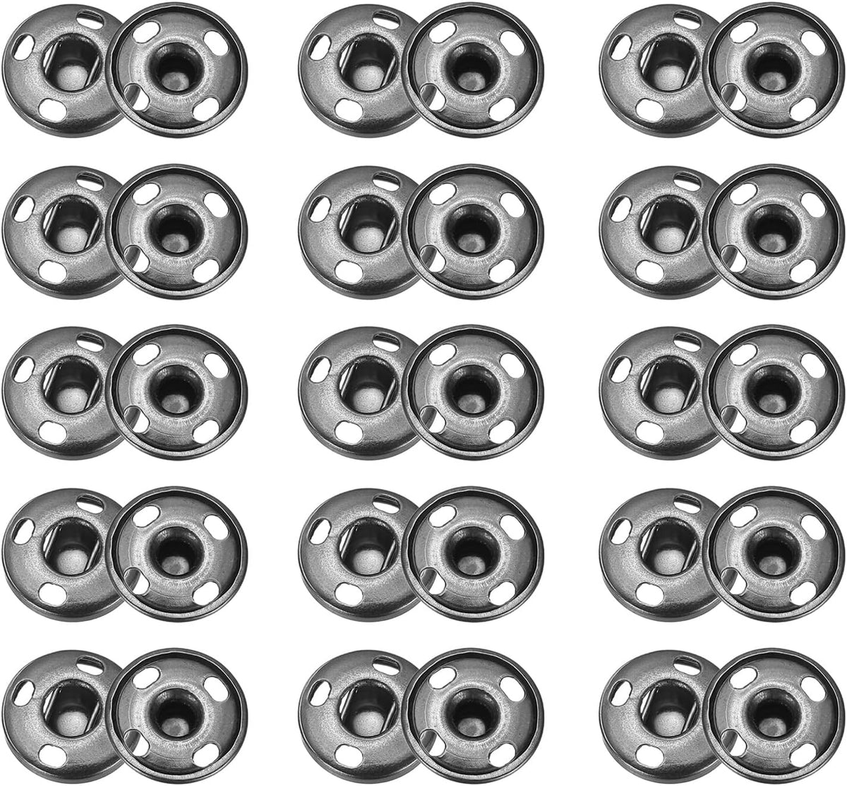 50 Sets Sew-on Snap Buttons, 12 mm Metal Invisible Press Studs Buttons, Brass Sewing Snap Fasteners for Fabric Clothing DIY Crafts (Light Black)