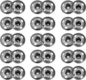 50 Sets Sew-on Snap Buttons, 12 mm Metal Invisible Press Studs Buttons, Brass Sewing Snap Fasteners for Fabric Clothing DIY Crafts (Light Black)