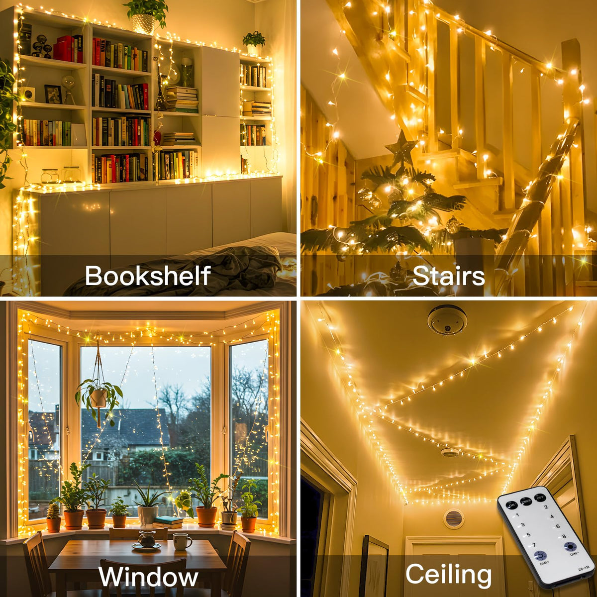 LinkMejor Trådløse String Lights Innendørs Tilkoblingsbart 100 LED Julelys Warme Hvit