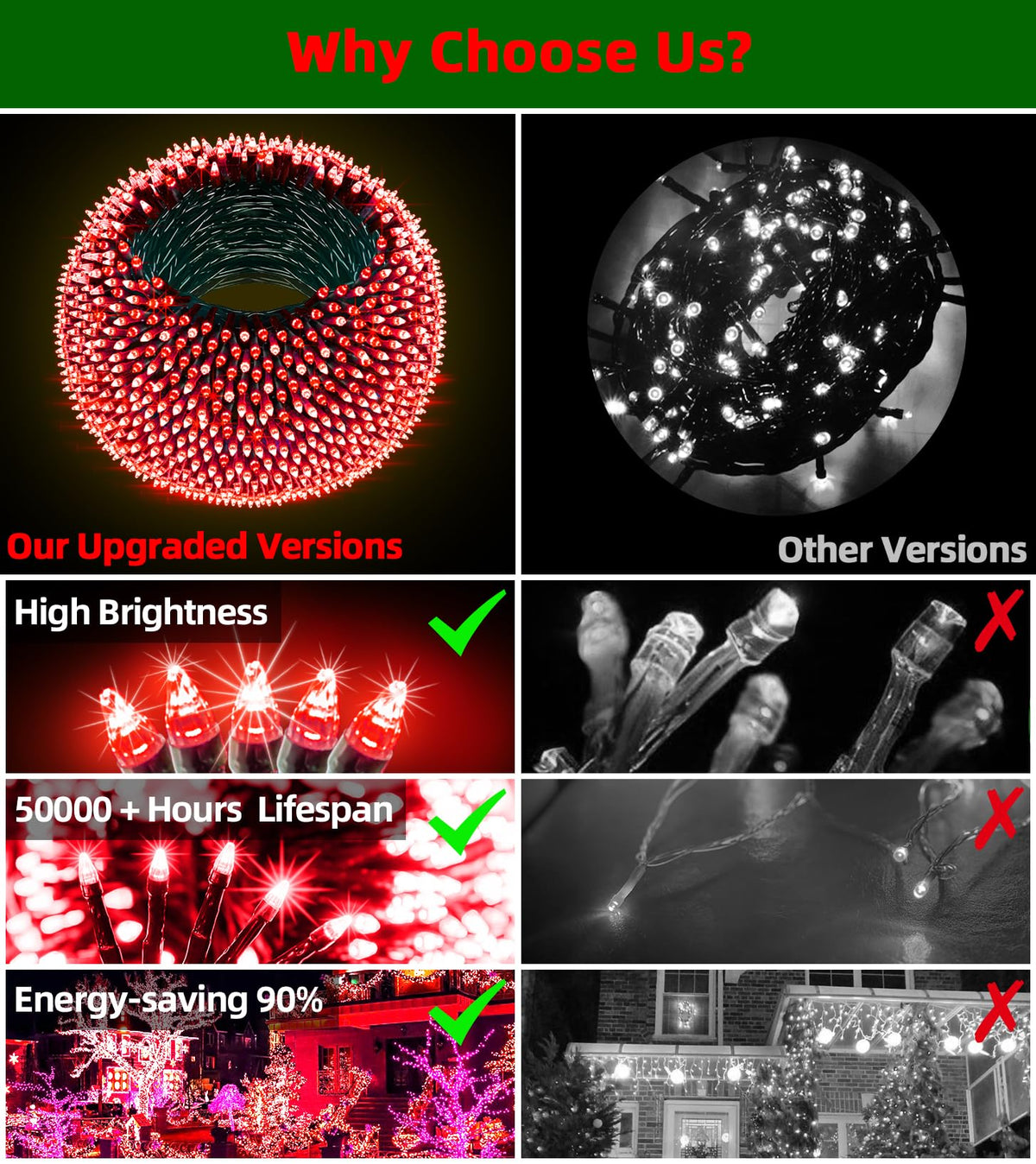 LinkMejor 750 LED 240FT Valentine's Day String Lights, 12 Modes, Red