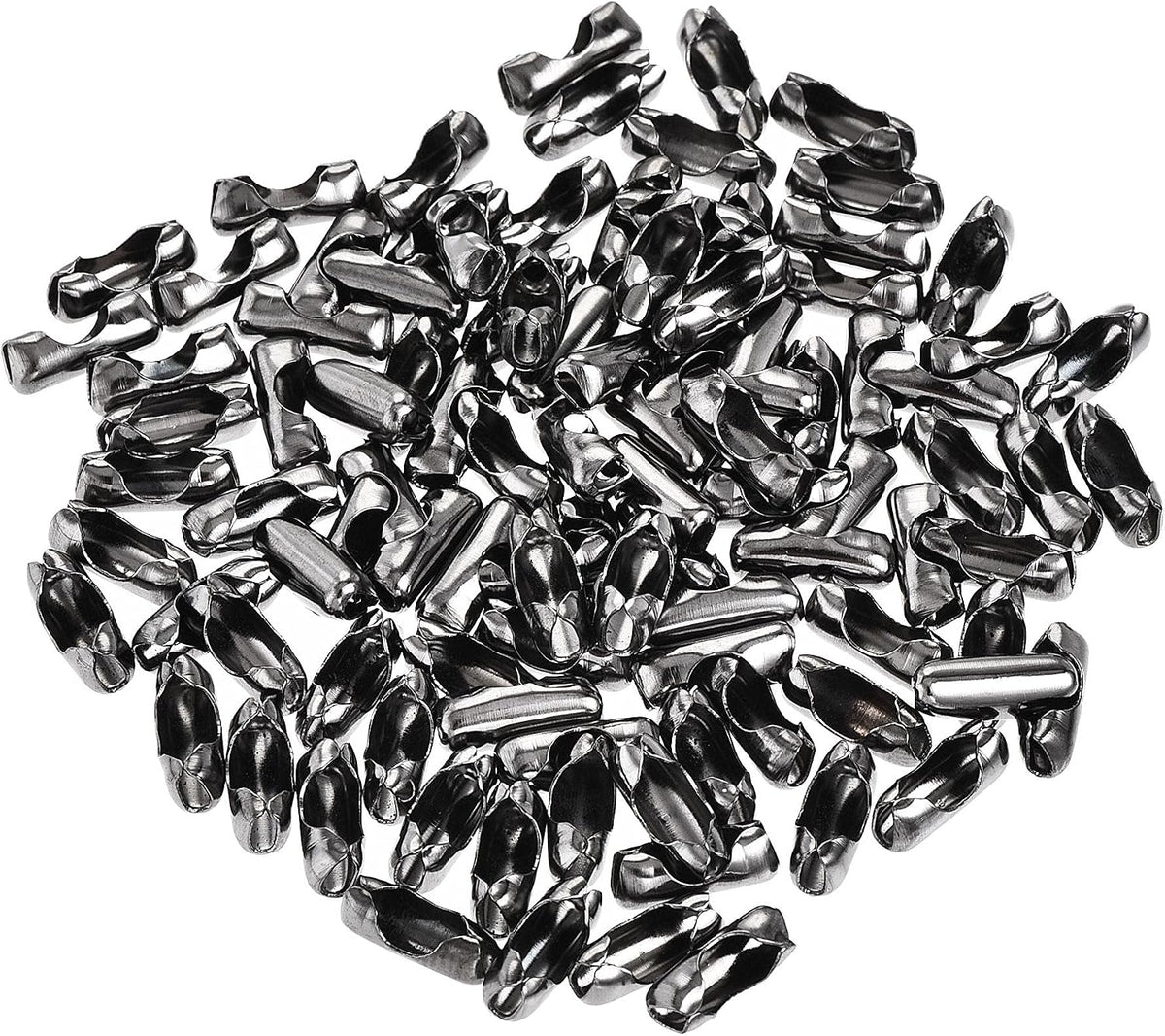 Ball Chain Connector, 3.2mm Ball Chains Clasp Crimp Link Clips Connection, Iron Electroplating Silver Black Pack of 200