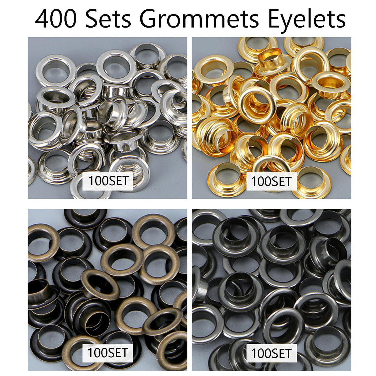 LinkMejor 400 Sets Grommet Verktøysett, 1/4 Tomme