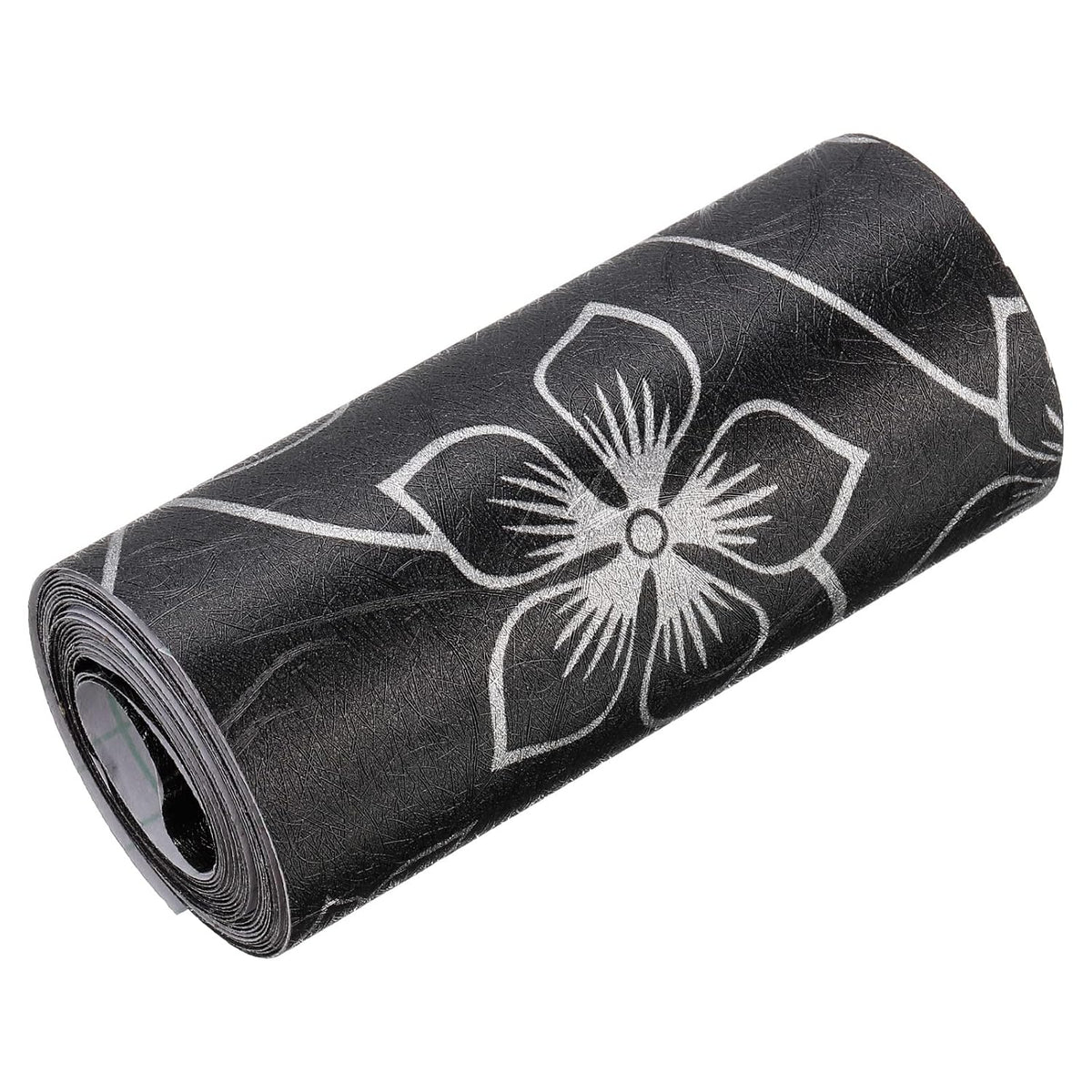 Waterproof Peel and Stick Decorative Tape Self Adhesive 3.94" W x 16.4'L PVC Removable Tape for Wall Edge Black with Flowers Pattern