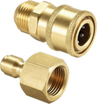 Garden Hose Brass Quick Connect Set Fittings, M18x1.5 Male & M18 Female Thread Water Hose Connectors Pressure Washer Adapter