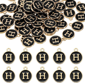 Letter Charm, Enamel Letter Pendants, Alphabet Pendants Double Sided Beads Charm for DIY Bracelet Necklace Pendants Earring Jewelry Making