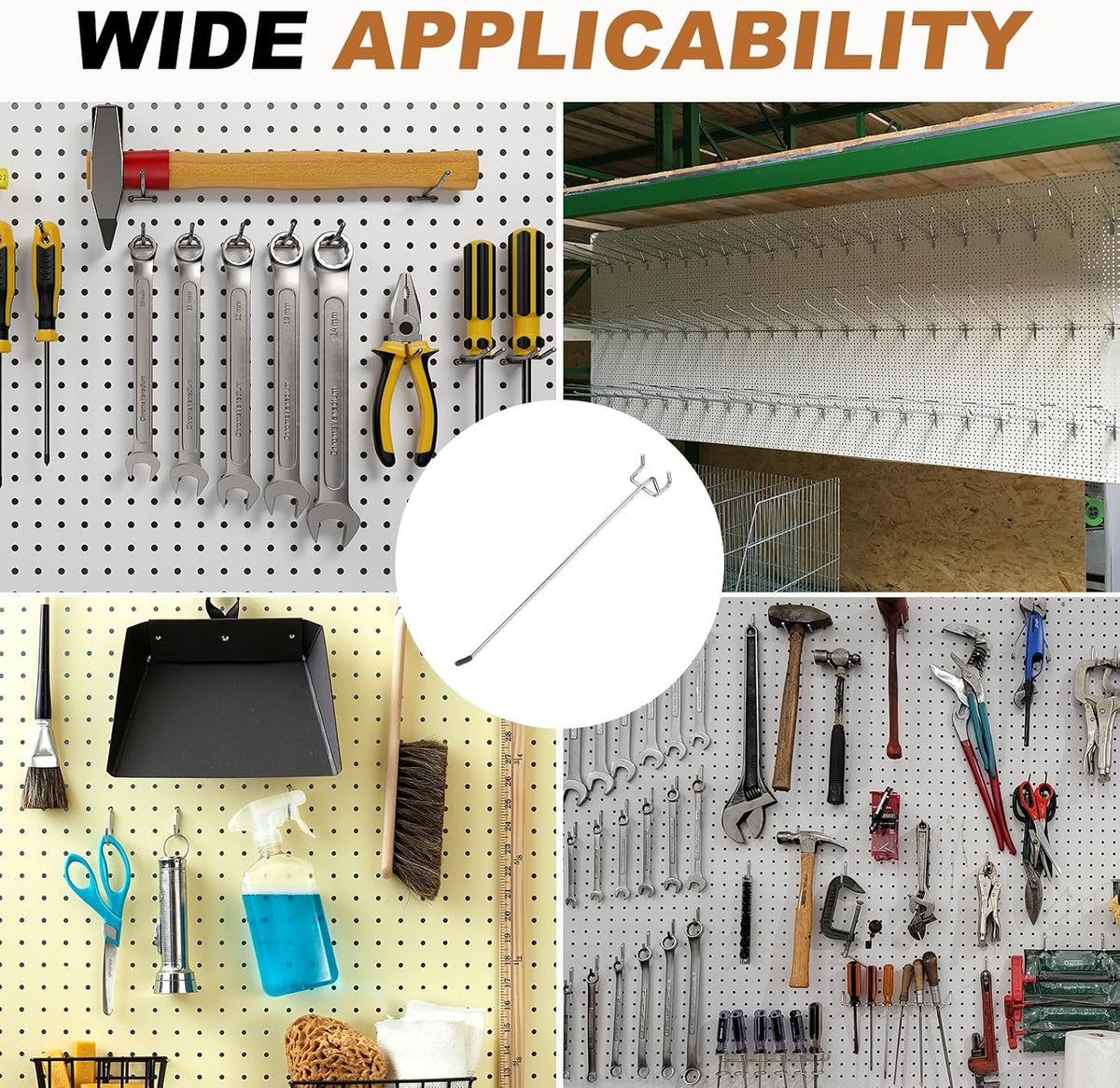 10Pcs Pegboard Ayaklıklar, 9.8 in L Şekilli Pegboard Duvar Ayaklıkları Ağır Görev Peg Board Raflar Ayaklığı 0.16" T Uygun 1-1/4" Delik Pegboard Duvar Organizasyonu, Garaj, Mutfak, Mağaza, Gümüş