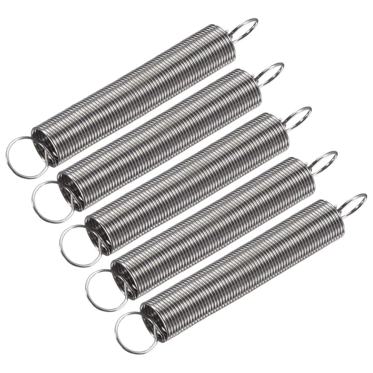 Compression Spring,8mm OD,0.6mm Wire Size,102mm Extended Length,60mm Free Length,Spring Steel,2.3Lbs Load Capacity,Silver, Pack of 5