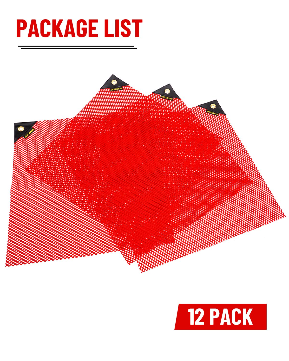 Safety Flags 18 x 18 Inch, 12 Pack Red Single Corner Grommet Warning Flag