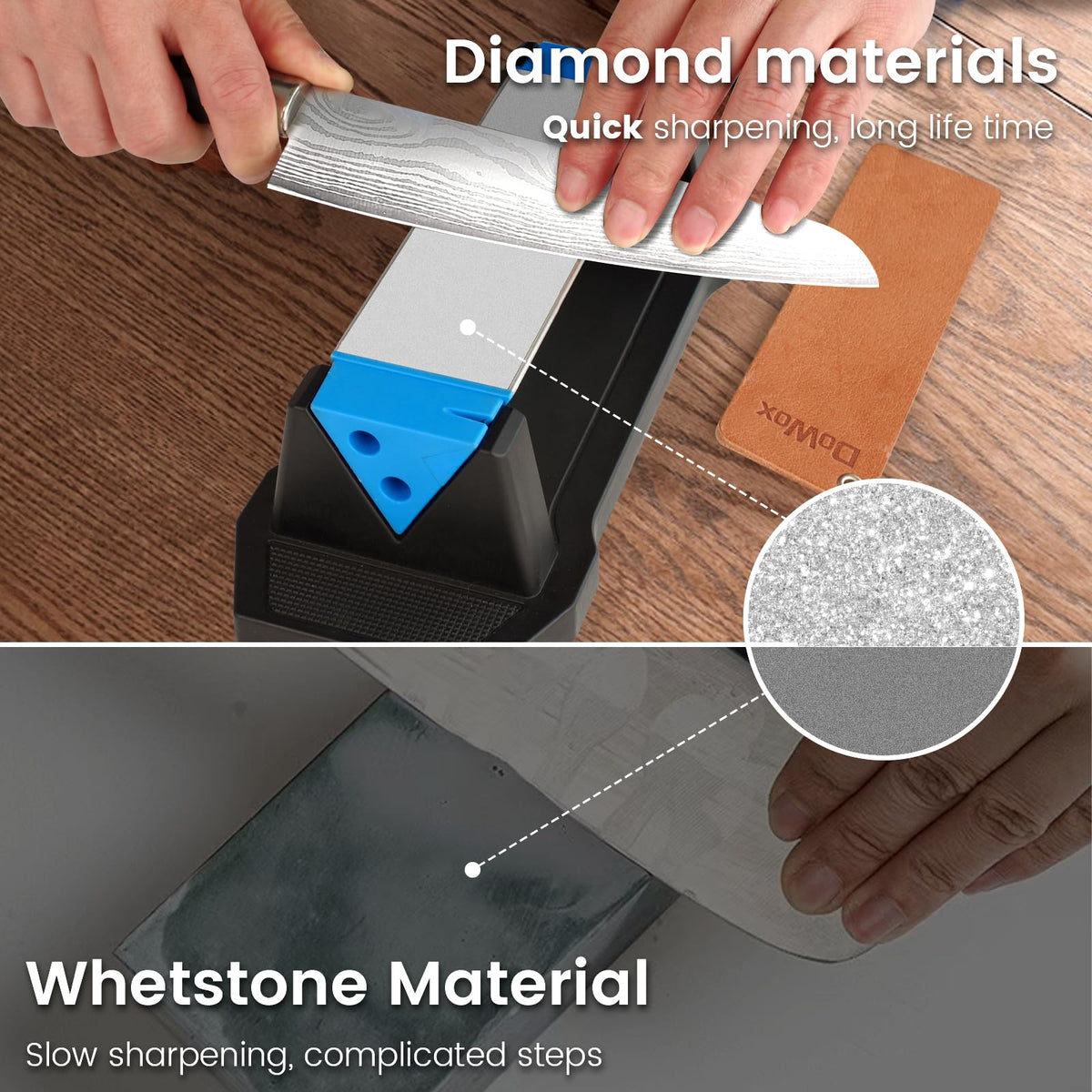 LinkMejor Diamantslibsten, 3 Side 400/1000/8000 Korn Whetstone Kit