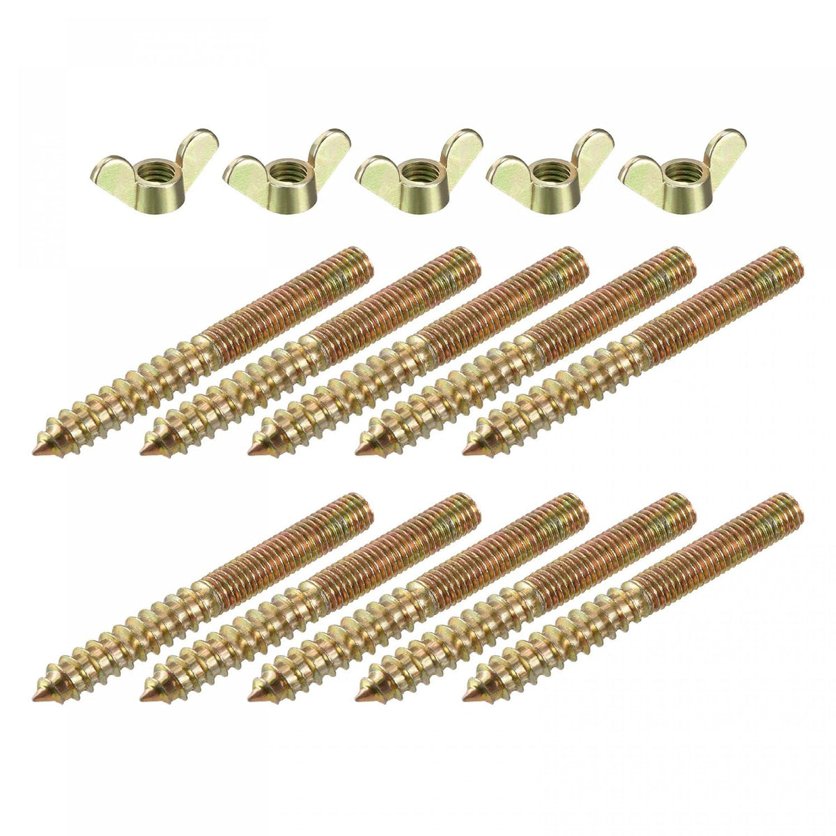 M8 Wing Nuts Butterfly Nut Bronze Tone 5pcs and M8x75mm Hanger Bolt Double Headed Screw 10pcs