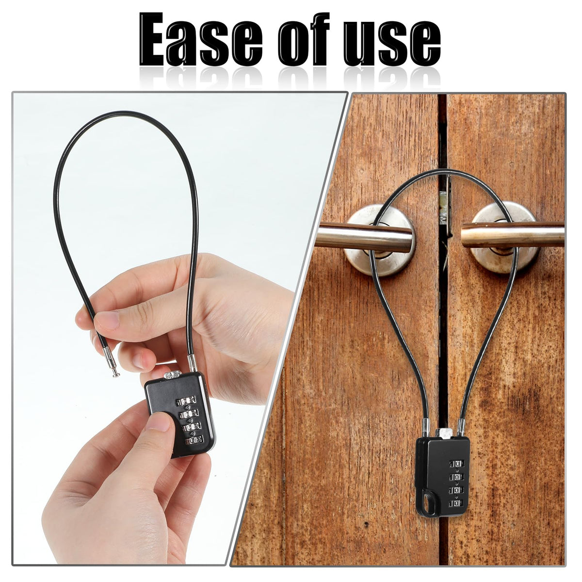 2 PCS Compact Design Resettable 4-Digit Combination Padlock with 12 Inches Long Cable, Small Cable Locks with Combination Durable Stainless Steel Cables Combo Lock Multipurpose Lock for Suitcase, Gym