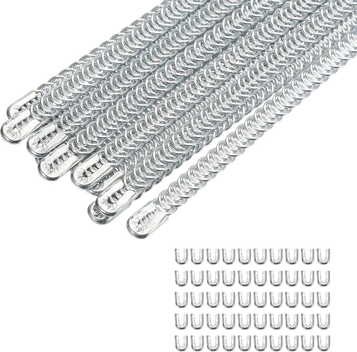 12Pcs Spiral Metal Corset Boning, 14x2.8 Inch Carbon Steel Boning Precut Steel Boning Tips with 50 Pcs Cap Head for Corset Gown Costumes Crafts Sewing