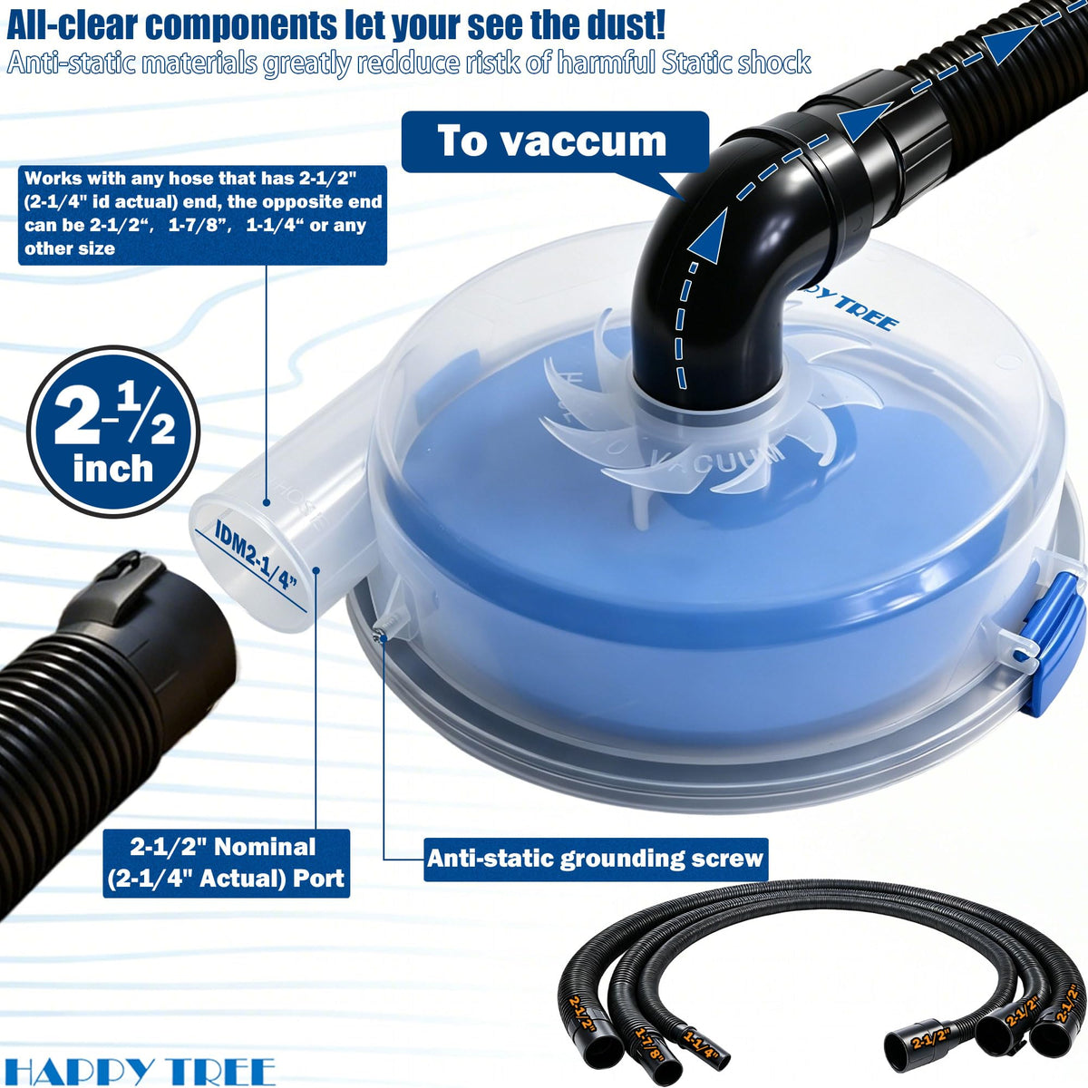 LinkMejor niskoprofilowy separator pyłu Cyklon, rura 2-1/2"Hose