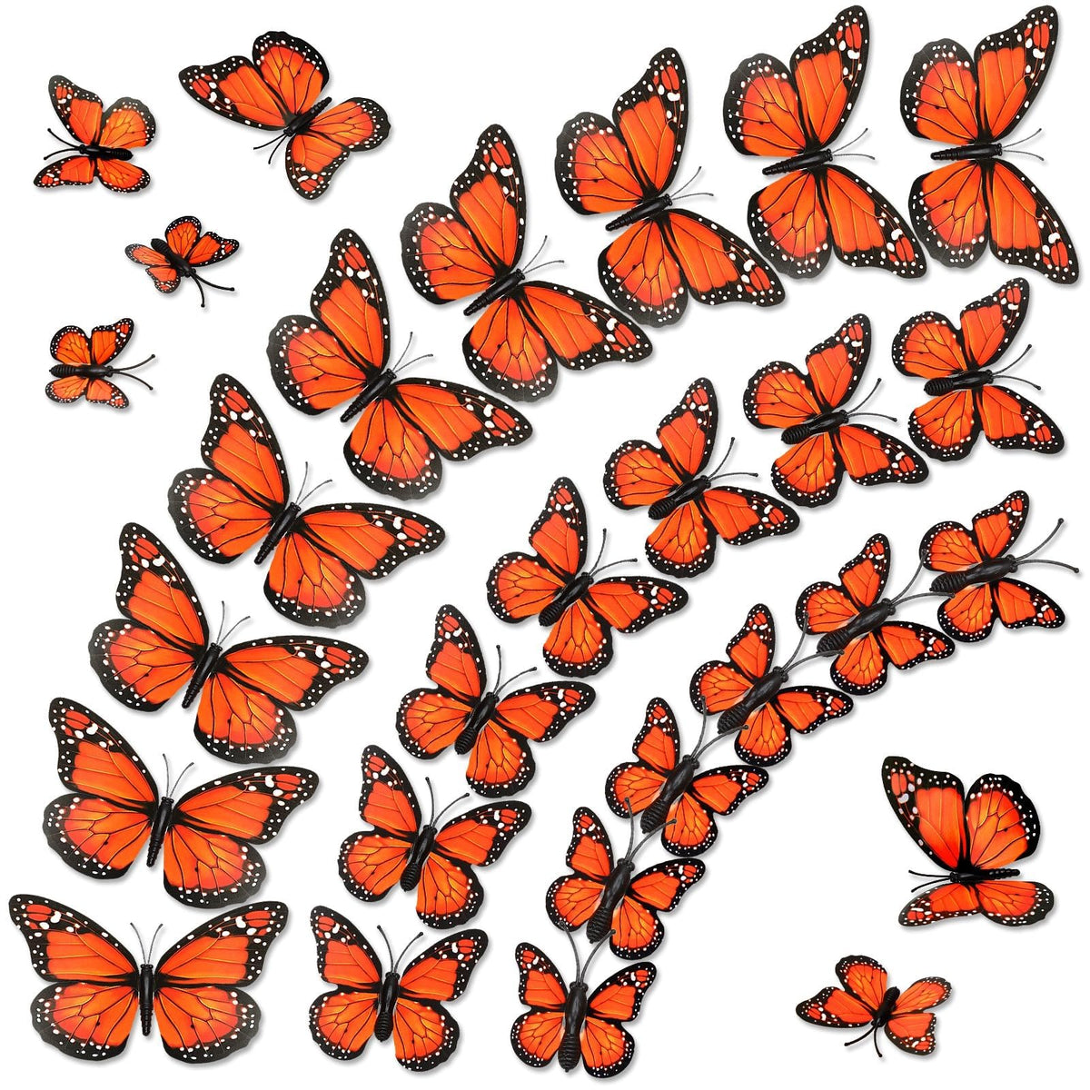 LinkMejor 60Pcs Koninginvlinder Decoraties, Koninginvlinder Muurstickers