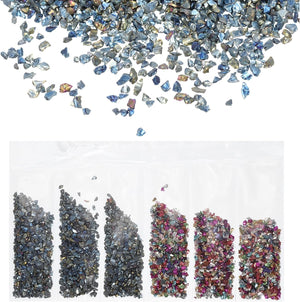Crushed Glass High Luster Chips 1-3mm 30g Broken Glass Pieces Irregular Glass Metallic Crystal Chips for Resin Arts Craft DIY Vase Filler Jewelry Making Decoration, Multicolor