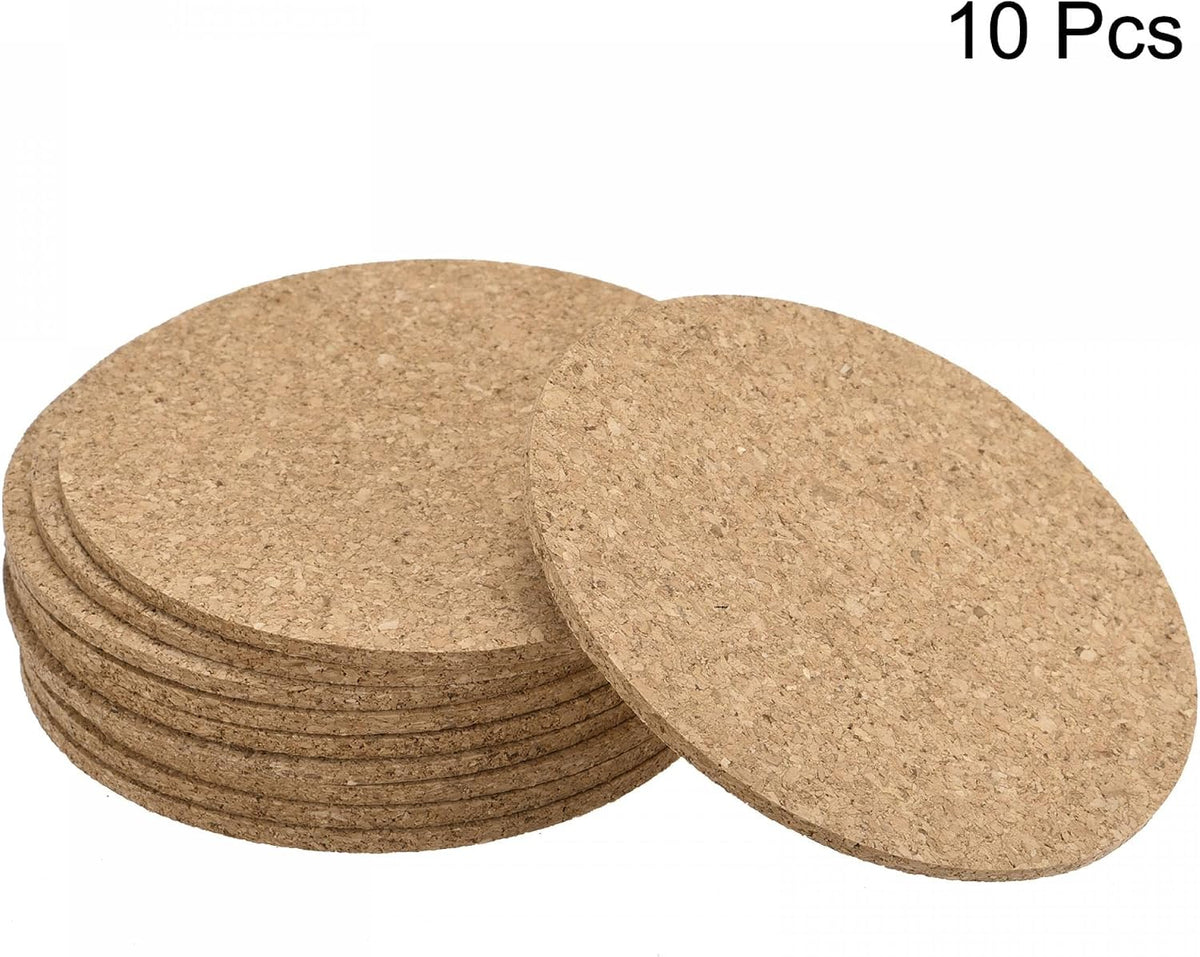 100mm(3.94") Okrągłe Podkładki 5mm Grube Korkowe Podkładki na Kubki na Stół 25szt