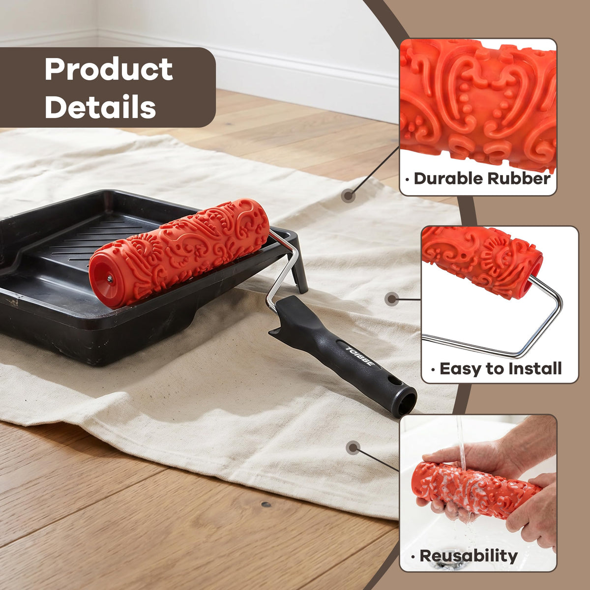 LinkMejor 7'' Role de vopsire texturat pentru model decorativ de vopsire pe perete gipsos