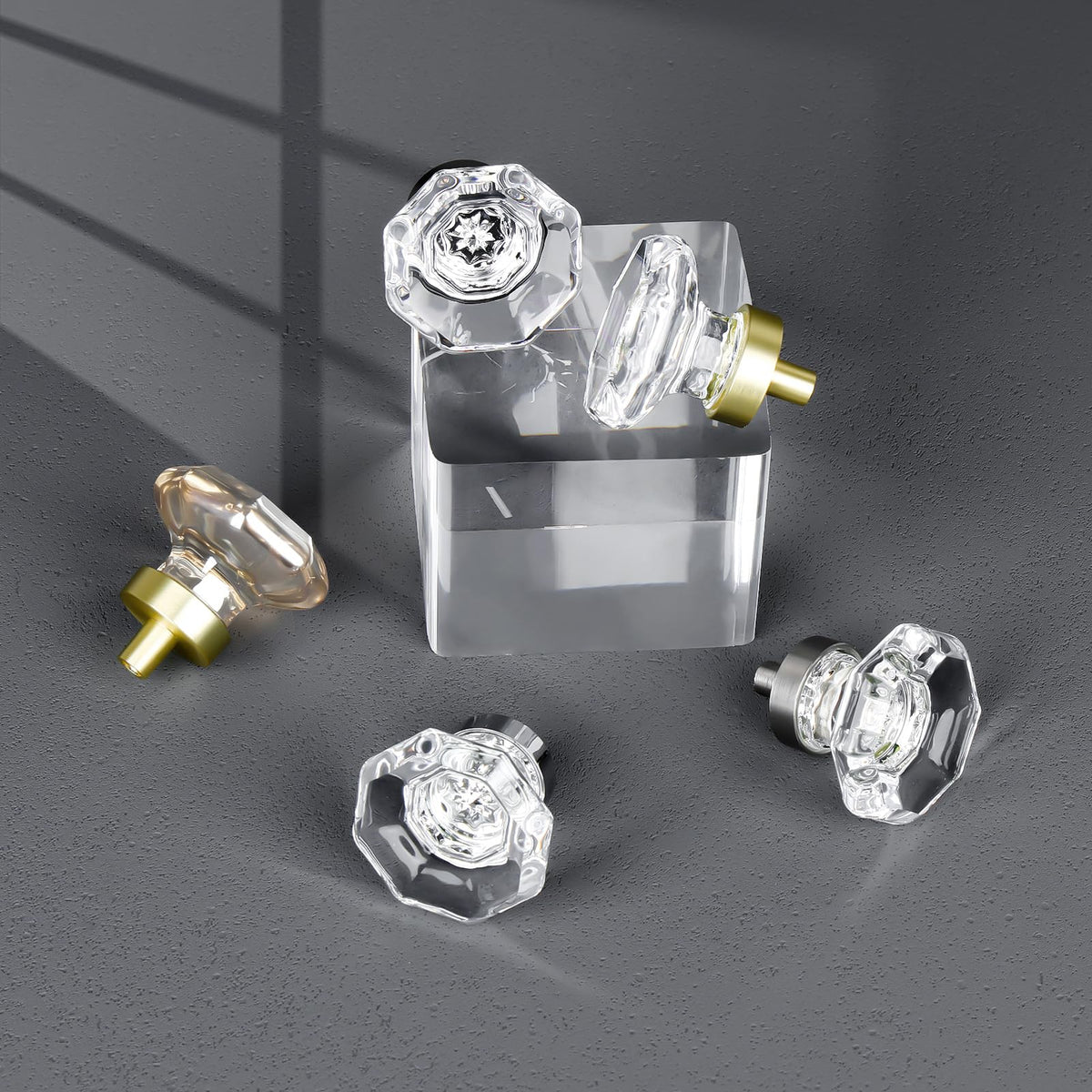 LinkMejor Crystal Glass Kastgrepen Knoppen Gespoeld Nikkel