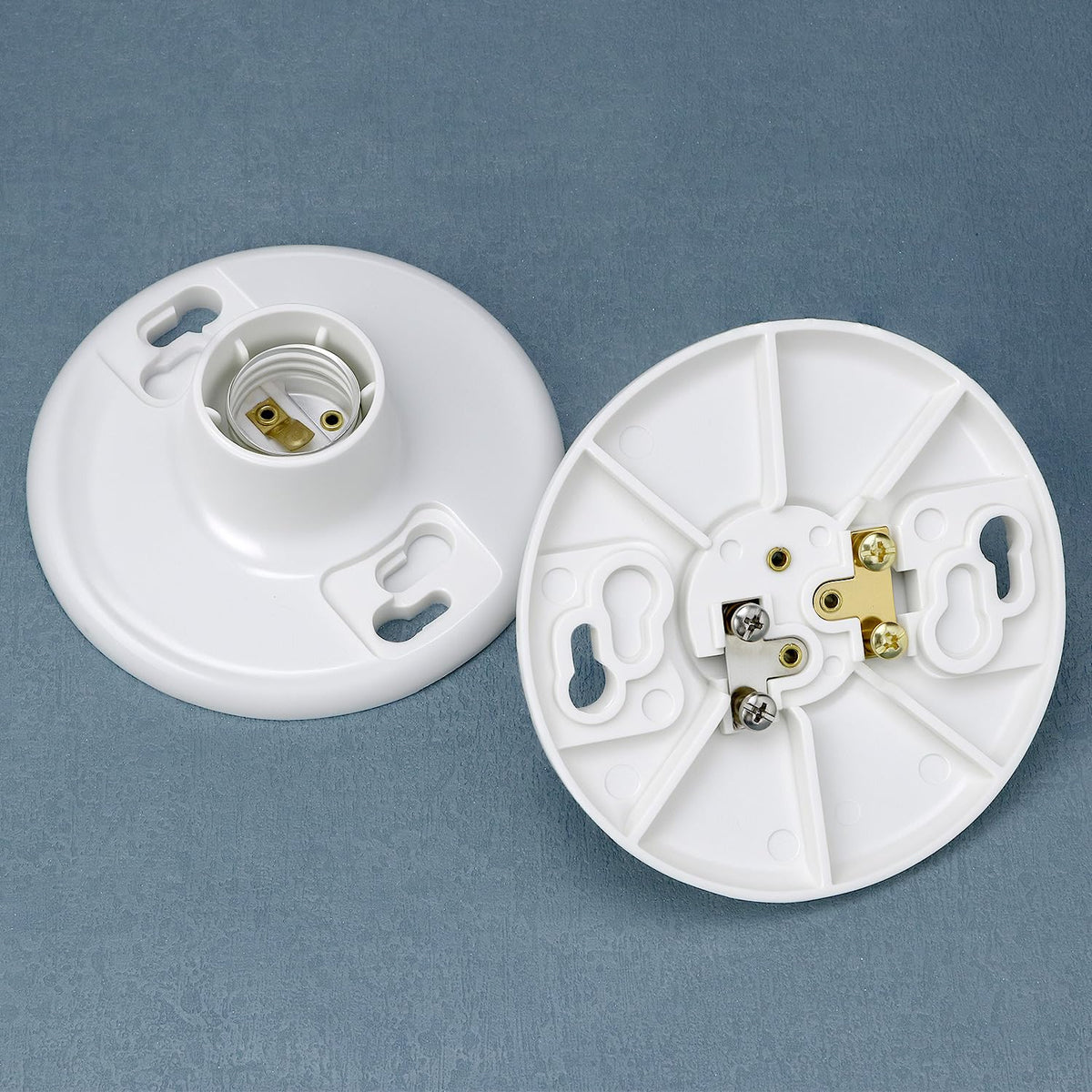 LinkMejor 6-pack lamphåndtager E26 med mellertag, hvide lamphåndtager til glödlampar og LED-lampar, 600V/660W