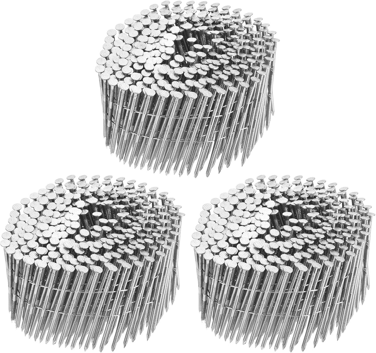 900 Count Siding Nails 2-1/2"x0.09" 15-Degree 304 Stainless Steel Ring Shank Full Round Head Collated Wire Coil for Lath and Sheathing Materials
