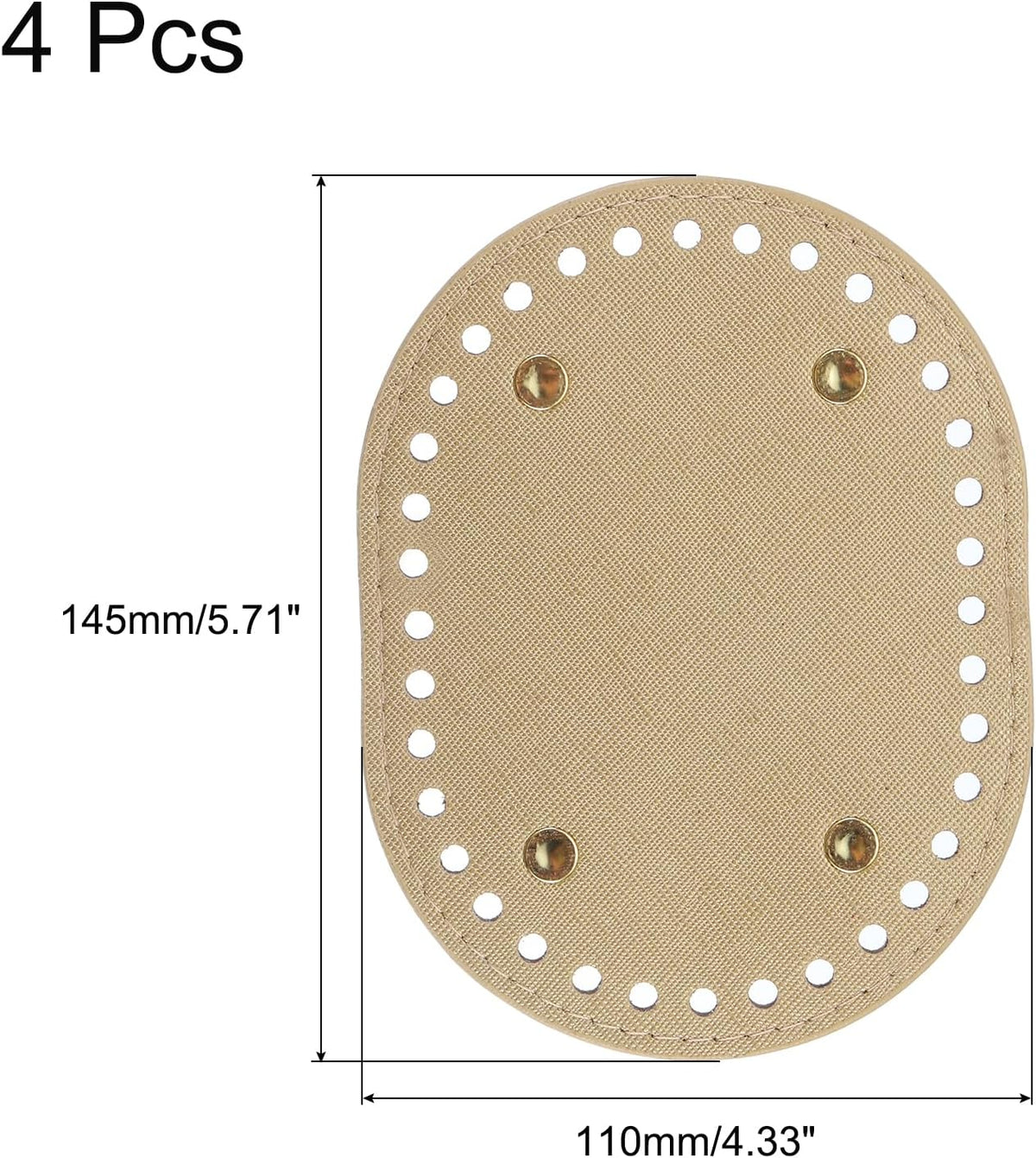 オーバルバッグボトムシェイパーパッド、4Pcs 145 x 110mm PUレザー袋クッションベース クロchetニットハンドバッグ用、シルバー
