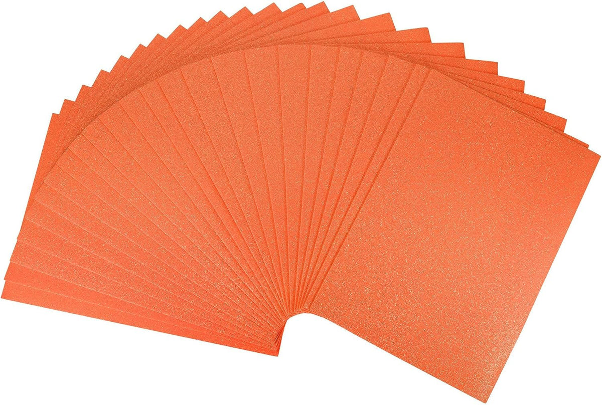 LinkMejor Orange Glitter EVA Foam Sheets 11 x 8 Inch 2mm Thick for Crafts DIY Projects 24 Pcs