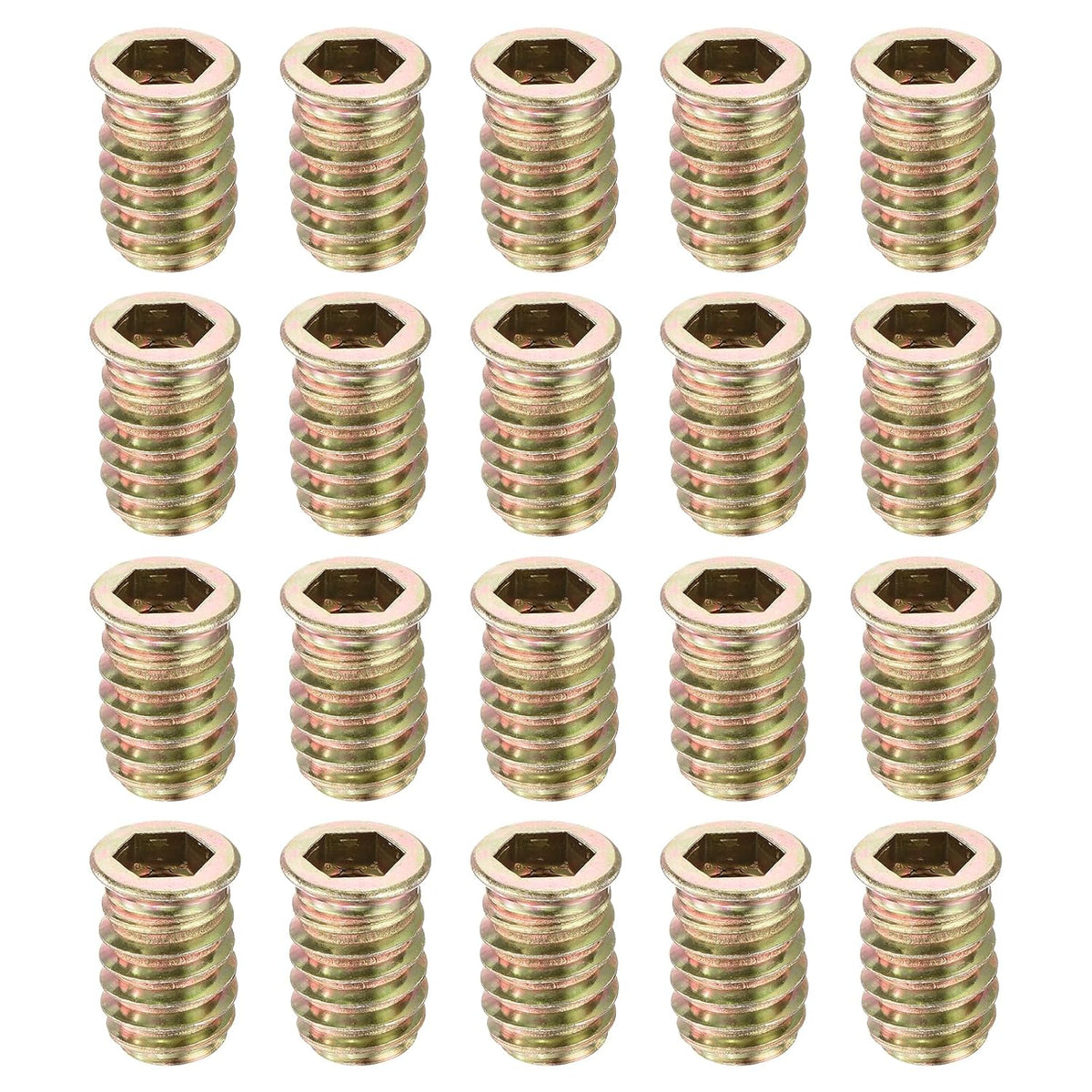 60Pcs Threaded Inserts, 5/16"-18x25/32 Zinc Alloy Hex Socket Drive Screw-in Nut Threaded Inserts Furniture Bolt Fastener Connector for Wood Working Tool and Accessories