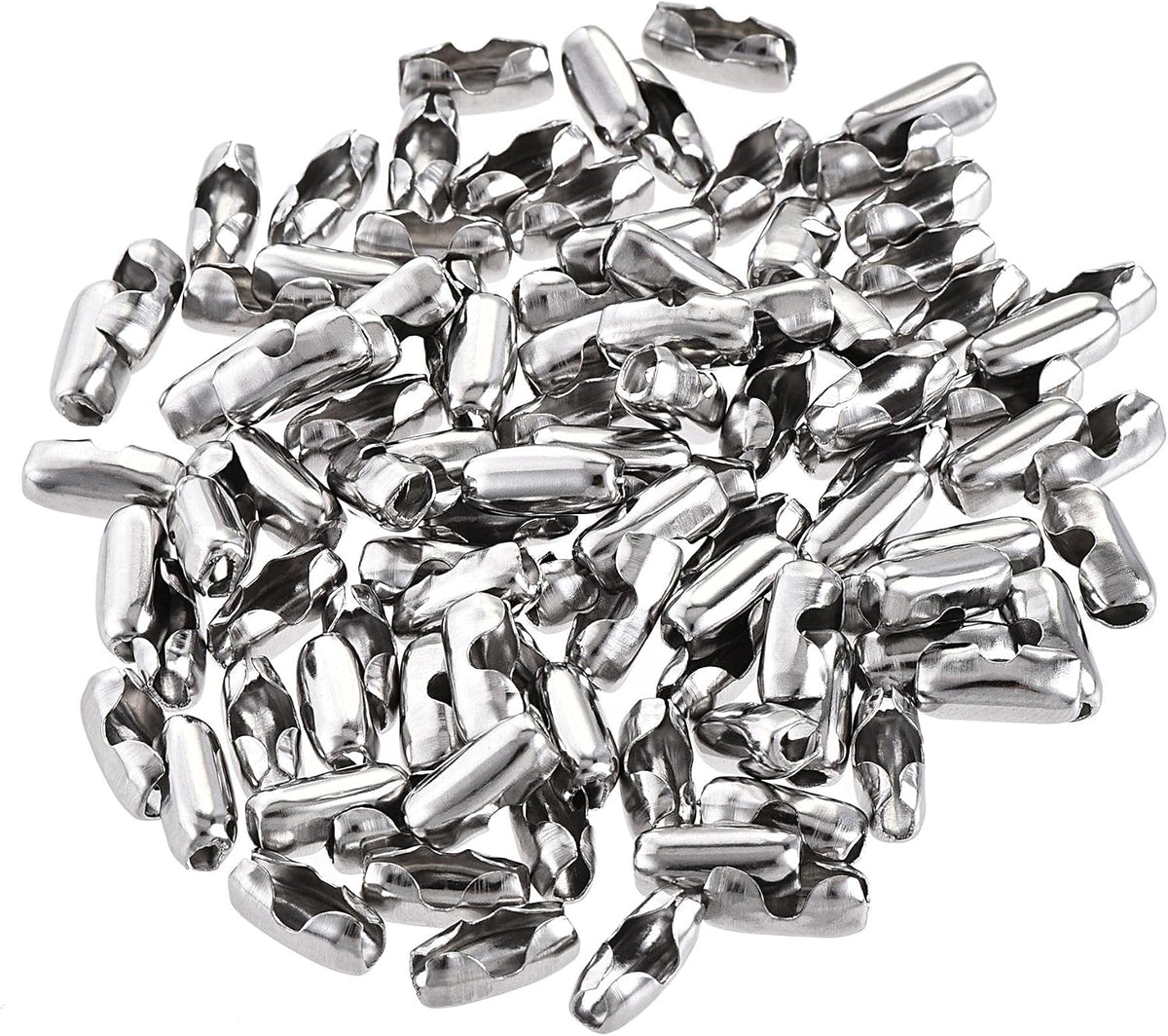 Ball Chain Connector, 4.5mm Ball Chains Clasp Crimp Clips Link Stainless Steel Connection, Pack of 100