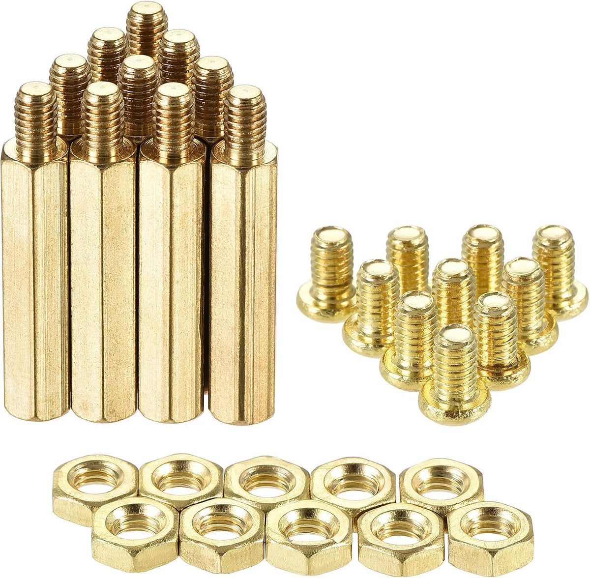 M4 Hex Brass Standoff Spacer 27mm+6mm Male-Female Threaded Pillar Screw Nut Kit for PCB Motherboard Computer Circuit Board, 10 Sets