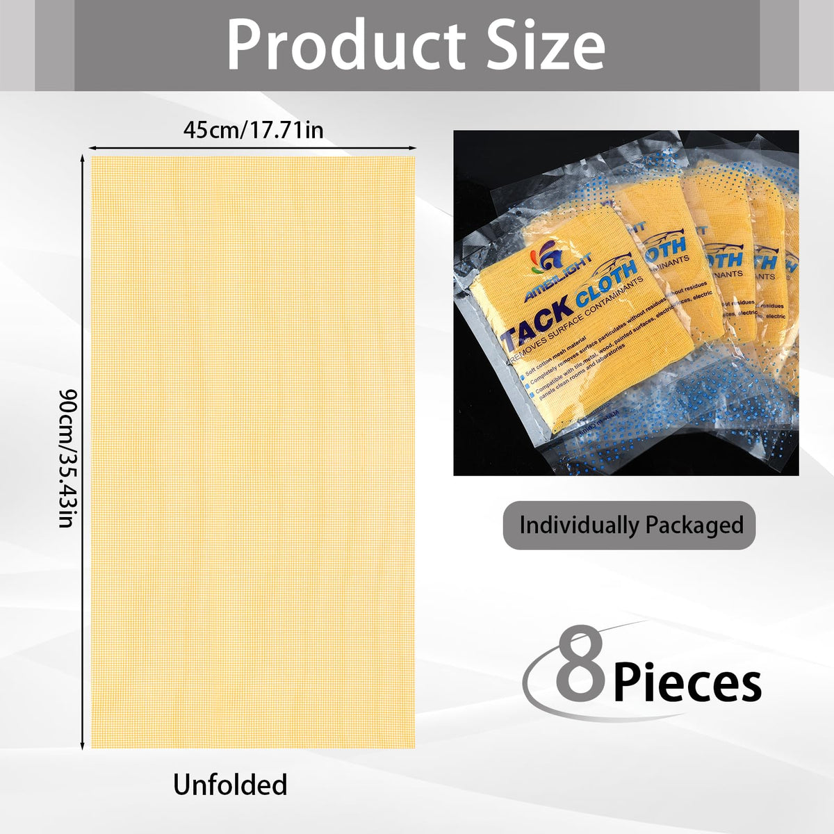 8 Pcs Tack Cloths, 17.7 x 35.4 in Tack Cloths for Woodworking, Sanding