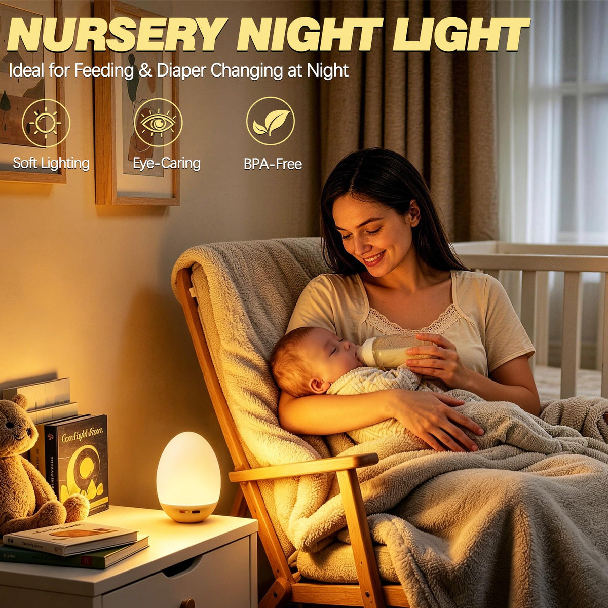 Lampada per la nursery, luce notturna per il bagnetto e le cambi di pannolino