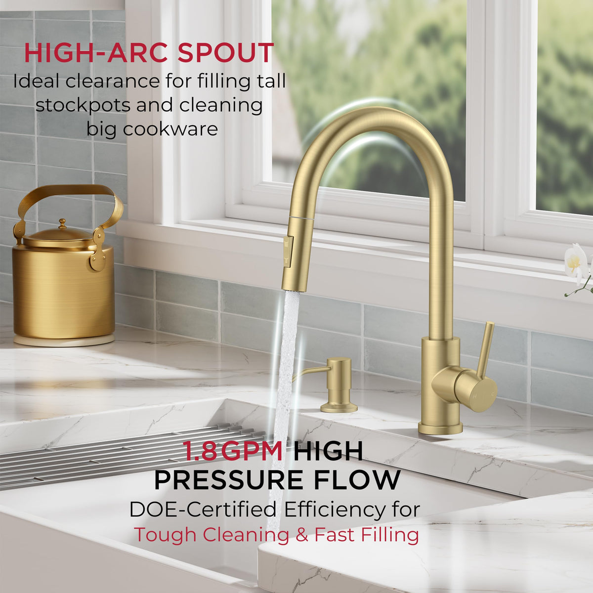 LinkMejor Kitchen Faucet, 2-Mode Pull Down Sprayer, Classic Brushed Gold