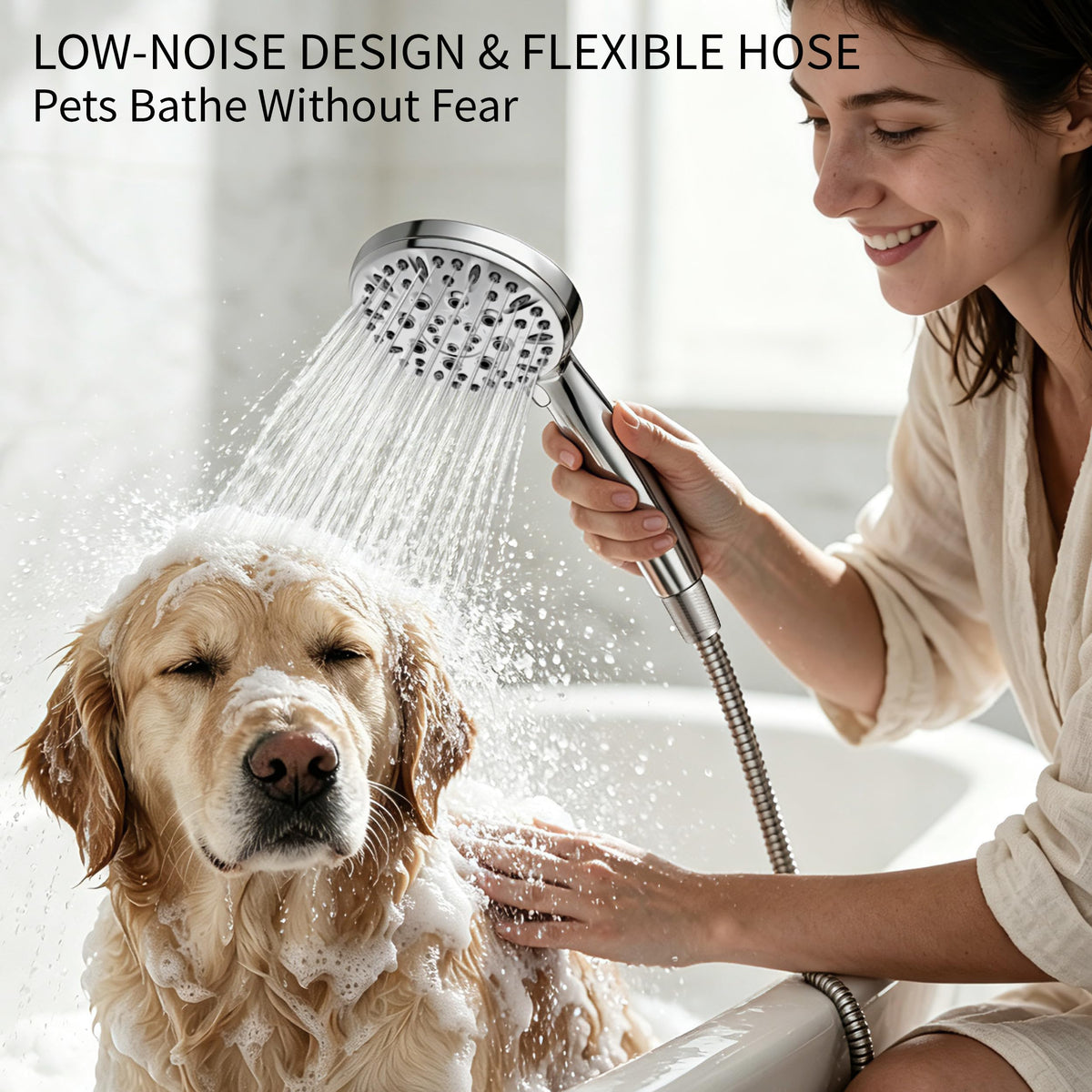 Handheld Shower Head, 6 Spray Modes High Pressure Showerhead, Chrome Finish